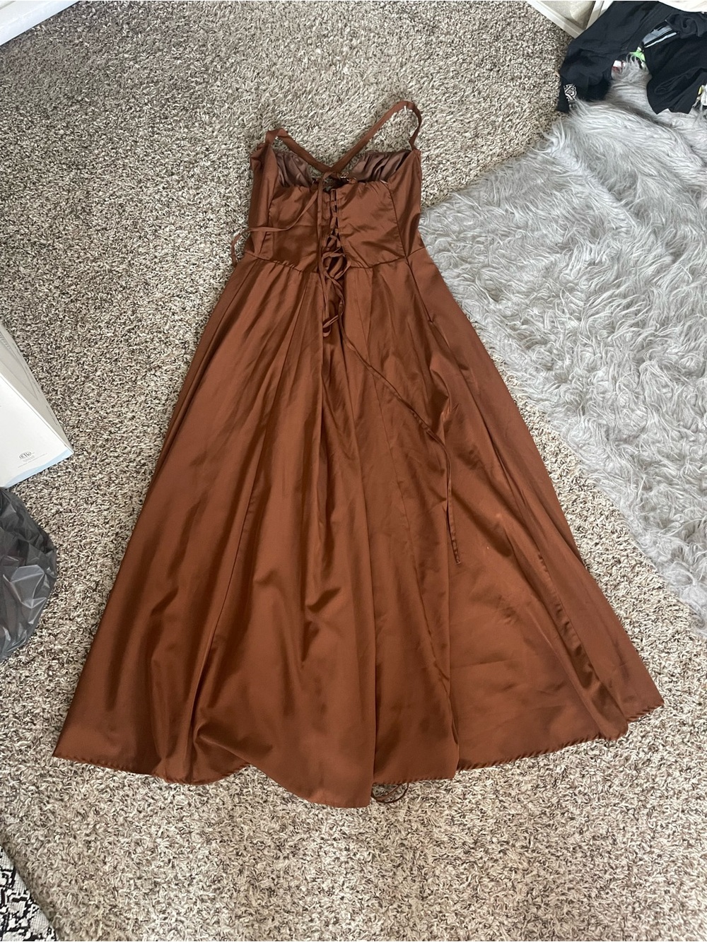 Brown Square Neck Cottagecore Milk Maid Midi Dress - Picture 6 of 9